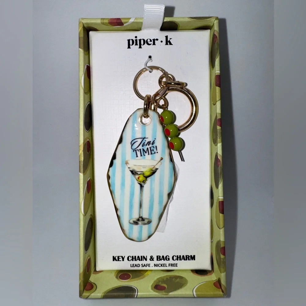 Piper K Martini Key Chain Bag Charm Motel Key